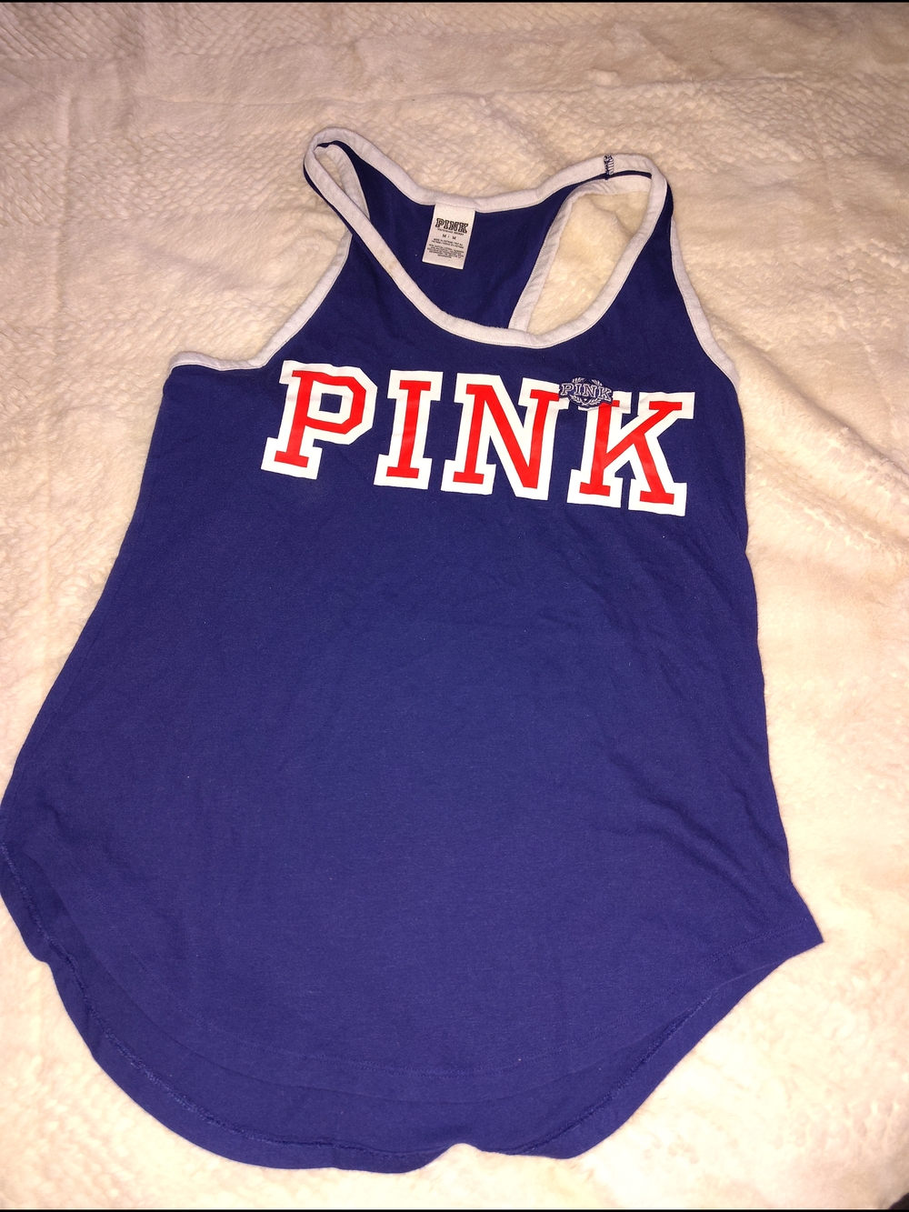 PINK Navy Racerback Tank with White Trim